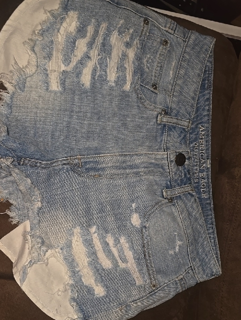 American Eagle Outfitters Light Blue Distressed Denim Jean Shorts